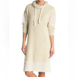 🆕 STITCHDROP Mixed media woven twill cream dress size medium